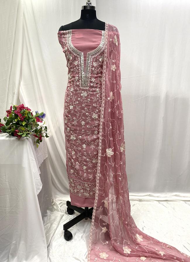 Soft Organza Pink Festival Wear Hand Work Salwaar Suit